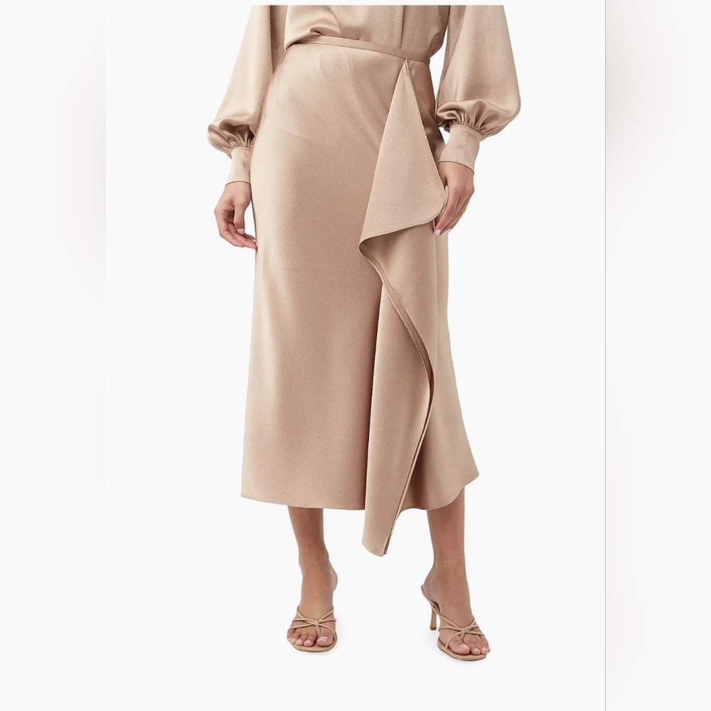 Trina Turk Sahel Satin Asymmetric Midi-Skirt